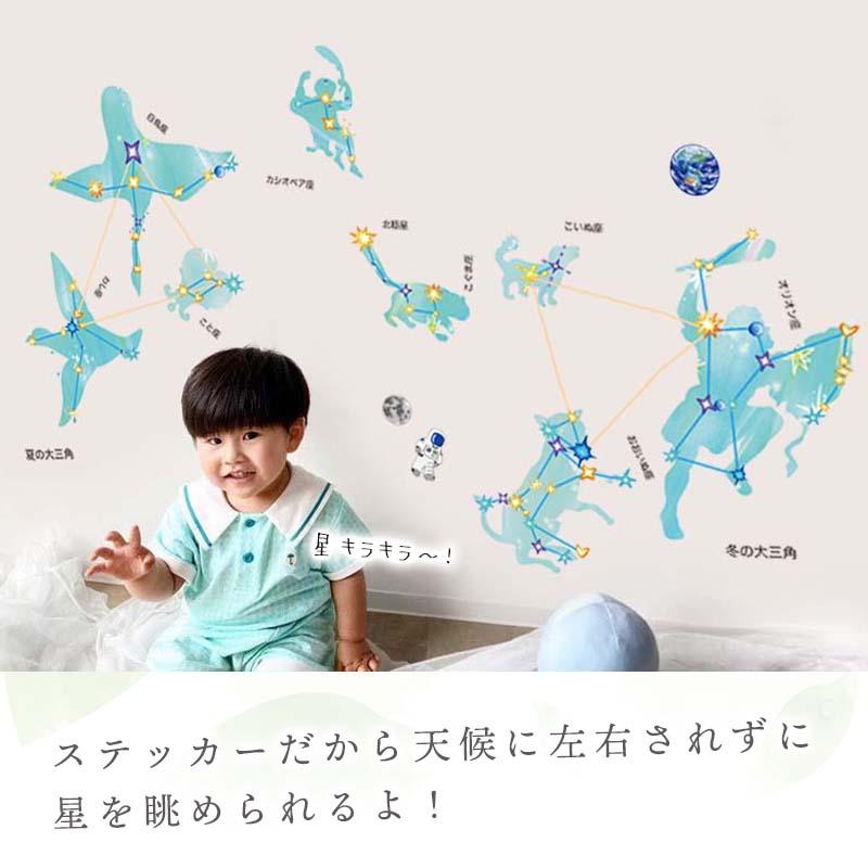 ウォールステッカー 星座の大図鑑 はがせる シール 壁紙 星座 プラネタリウム 飾り 星 夏 宇宙 壁 剥がせる  飾りつけ 飾り付け 子供部屋 受注印刷 |  | 10