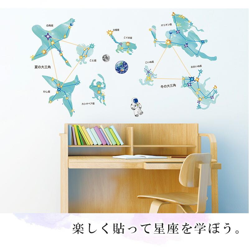ウォールステッカー 星座の大図鑑 はがせる シール 壁紙 星座 プラネタリウム 飾り 星 夏 宇宙 壁 剥がせる  飾りつけ 飾り付け 子供部屋 受注印刷 |  | 13