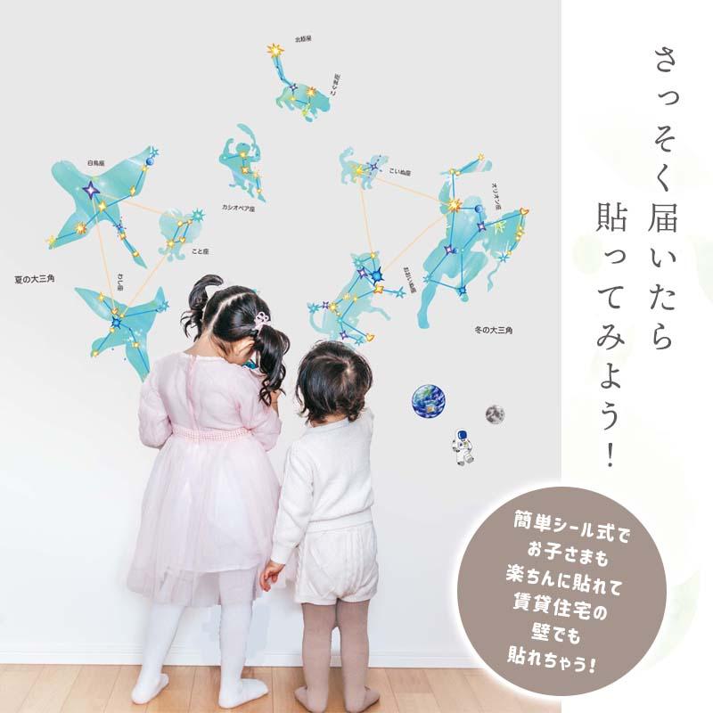 ウォールステッカー 星座の大図鑑 はがせる シール 壁紙 星座 プラネタリウム 飾り 星 夏 宇宙 壁 剥がせる  飾りつけ 飾り付け 子供部屋 受注印刷 |  | 09