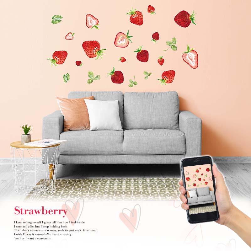 ウォールステッカー いちご 貼ってはがせる 壁 シール 賃貸OK 北欧  かわいい おしゃれ プリンセス ガーリー ストロベリー フルーツ 果物 赤 レッド イチゴ 苺 |  | 01