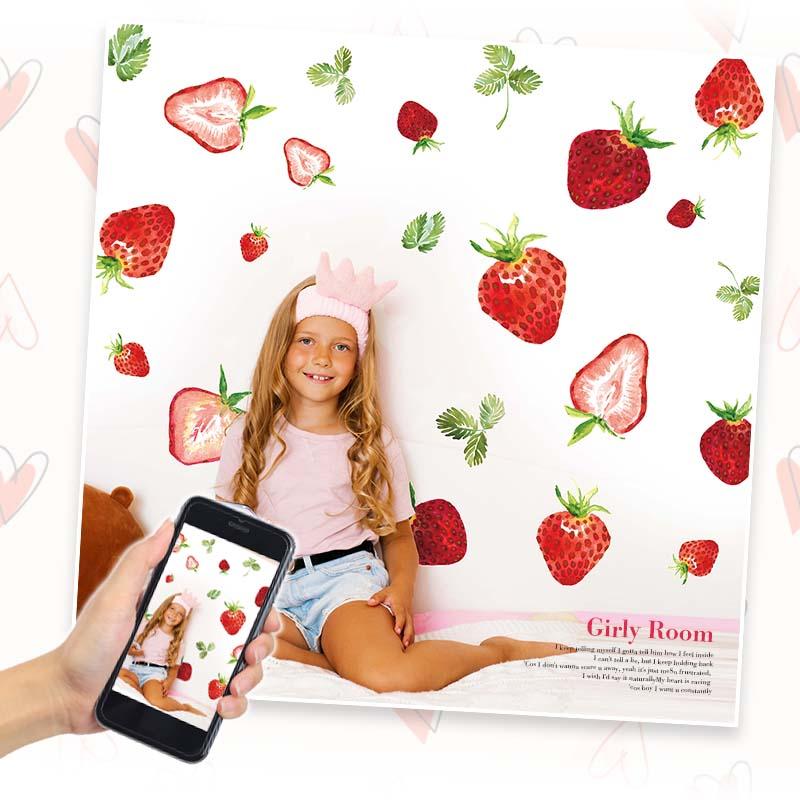 ウォールステッカー いちご 貼ってはがせる 壁 シール 賃貸OK 北欧  かわいい おしゃれ プリンセス ガーリー ストロベリー フルーツ 果物 赤 レッド イチゴ 苺 |  | 07