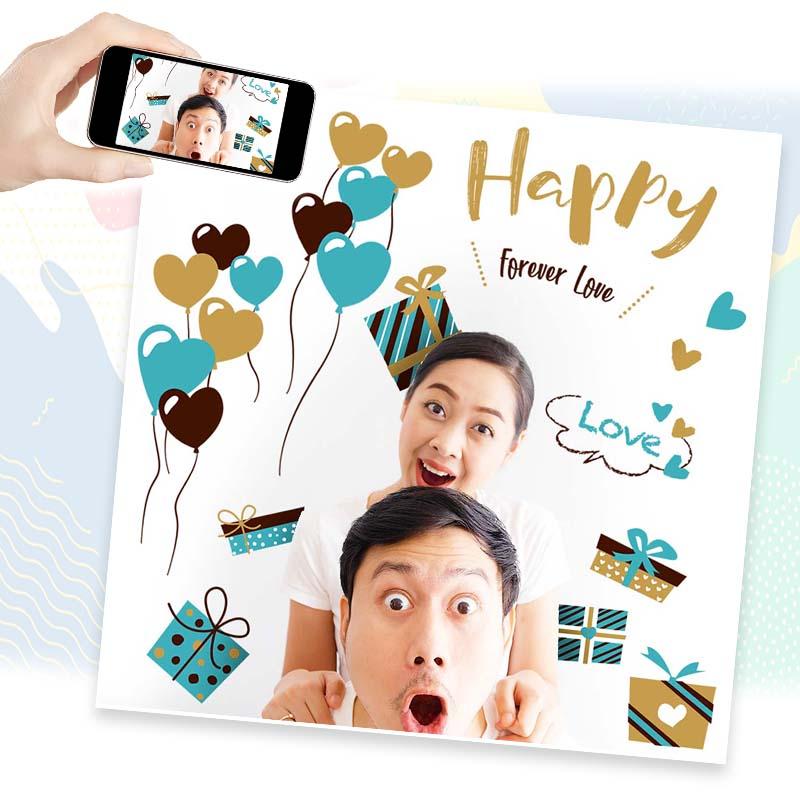 ウォールステッカー チョコミントギフト 壁 シール 貼ってはがせる ブルー 水色 青 ハート 英字 ホワイトデー バレンタインデー バレンタイン 受注印刷 |  | 01