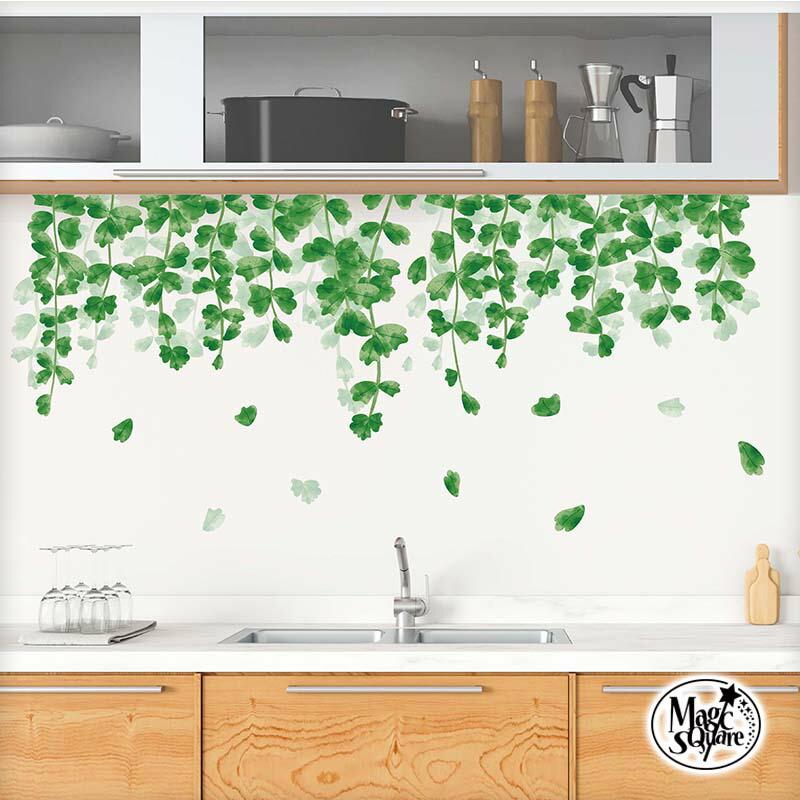 ウォールステッカー はがせる シール 壁紙  みどりのカーテン 飾り 木 葉 草 花 観葉植物 グリーン みどり 緑 植物 フラワー 垂れ下がる草 アイビー 垂れ下がる | 