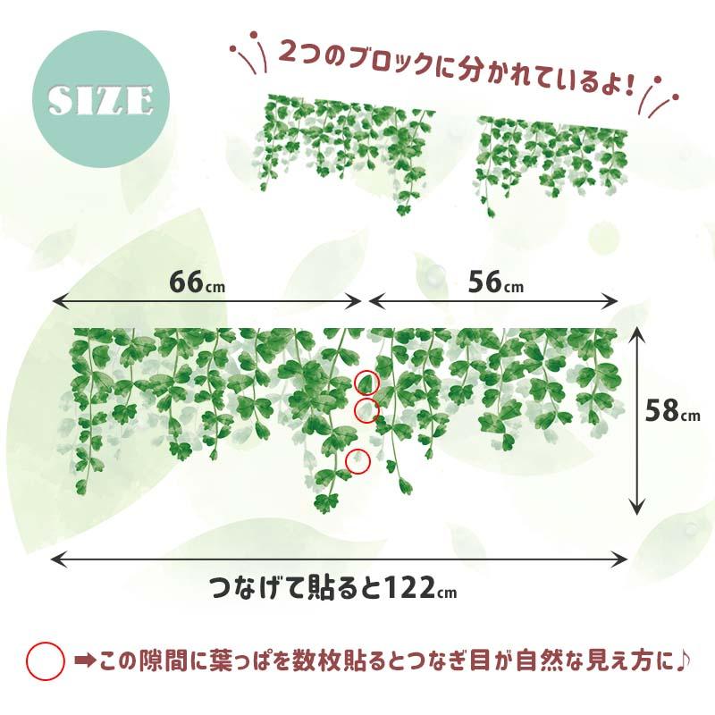 ウォールステッカー はがせる シール 壁紙  みどりのカーテン 飾り 木 葉 草 花 観葉植物 グリーン みどり 緑 植物 フラワー 垂れ下がる草 アイビー 垂れ下がる |  | 06