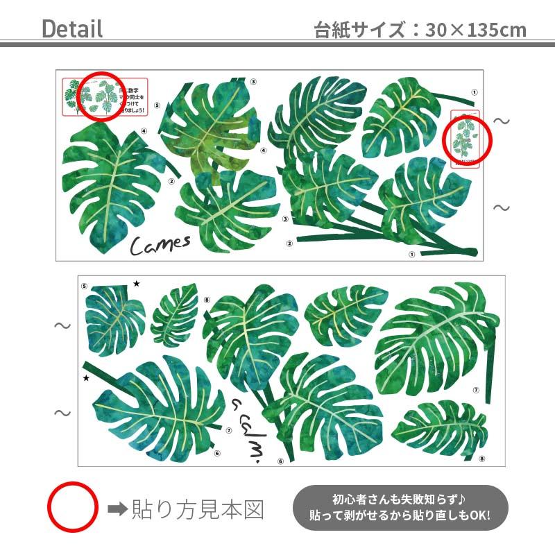 ウォールステッカー 木 花 大きい モンステラ 飾り はがせる トロピカル シール 壁紙 植物 オアシスモンステラ | マジックスクウェア | 03