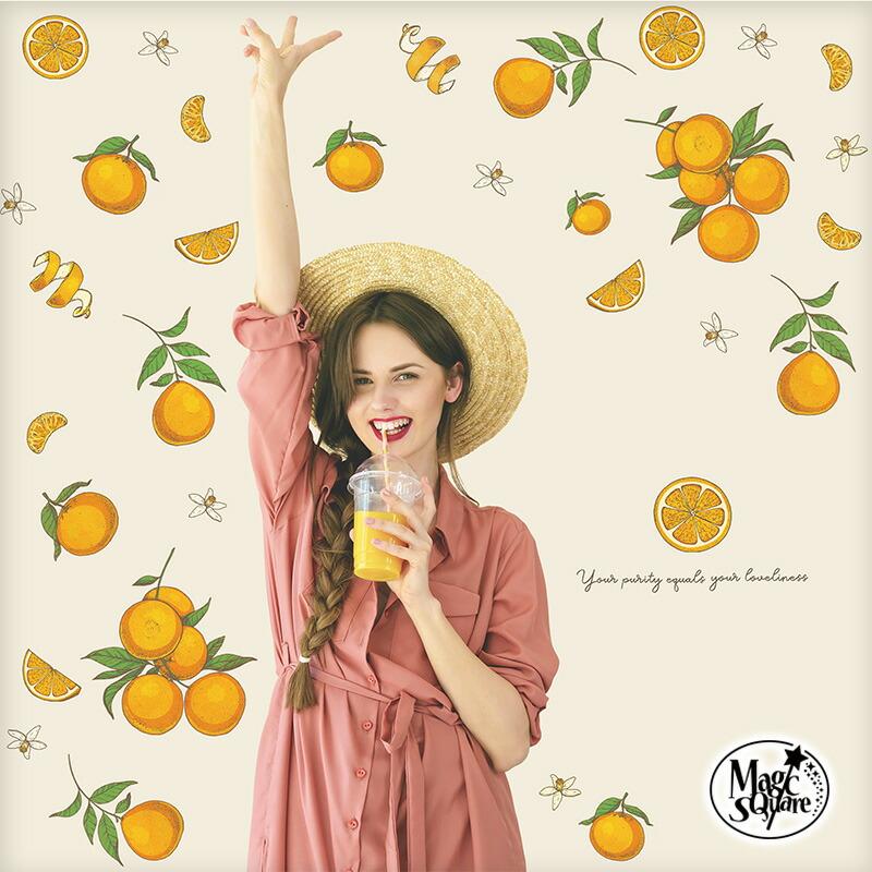 ウォールステッカー フルーツ 大きい 飾り はがせる シール 壁紙 植物 果物 草 花 オレンジ | マジックスクウェア