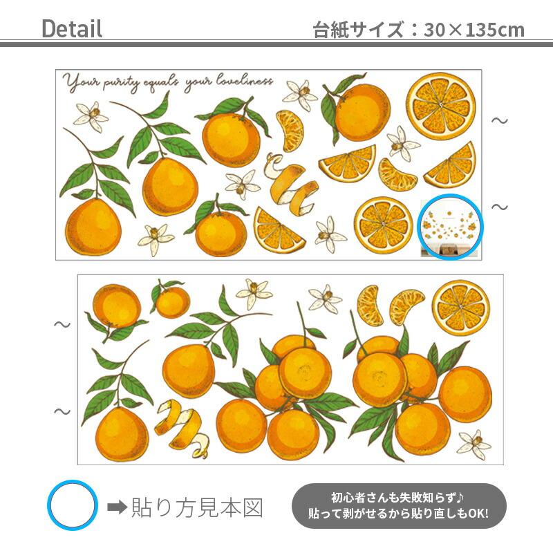 ウォールステッカー フルーツ 大きい 飾り はがせる シール 壁紙 植物 果物 草 花 オレンジ | マジックスクウェア | 01