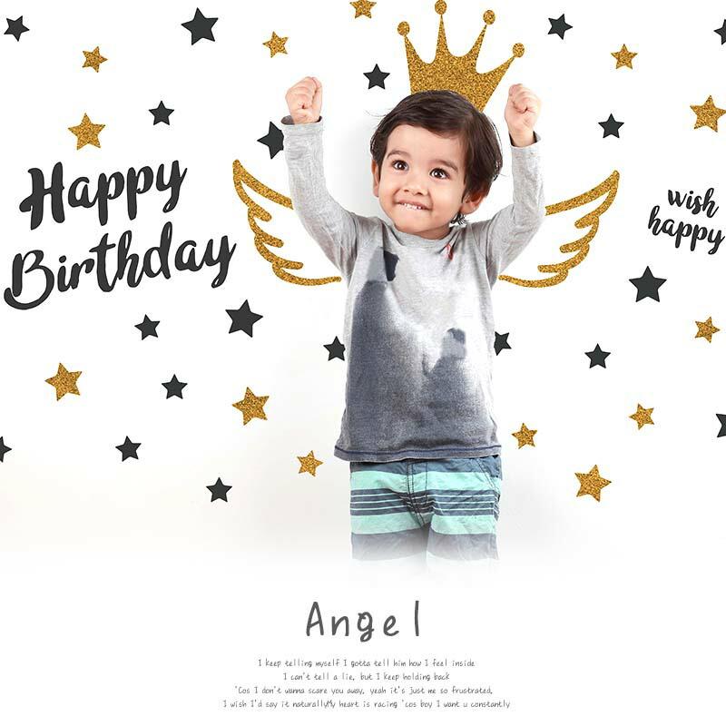 誕生日 飾り付け ウォールステッカー バースデー プリンセス 1歳 2歳 3歳 男の子 女の子 エンジェル/受注印刷 | マジックスクウェア | 01