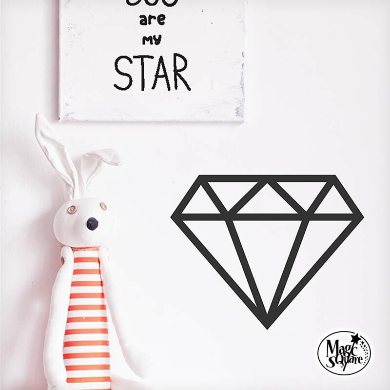 ウォールステッカー 【 骨組みダイヤモンド 】 転写式 ステッカー シート ライン モノトーン かわいい デザイン 受注生産 メール便可 | 