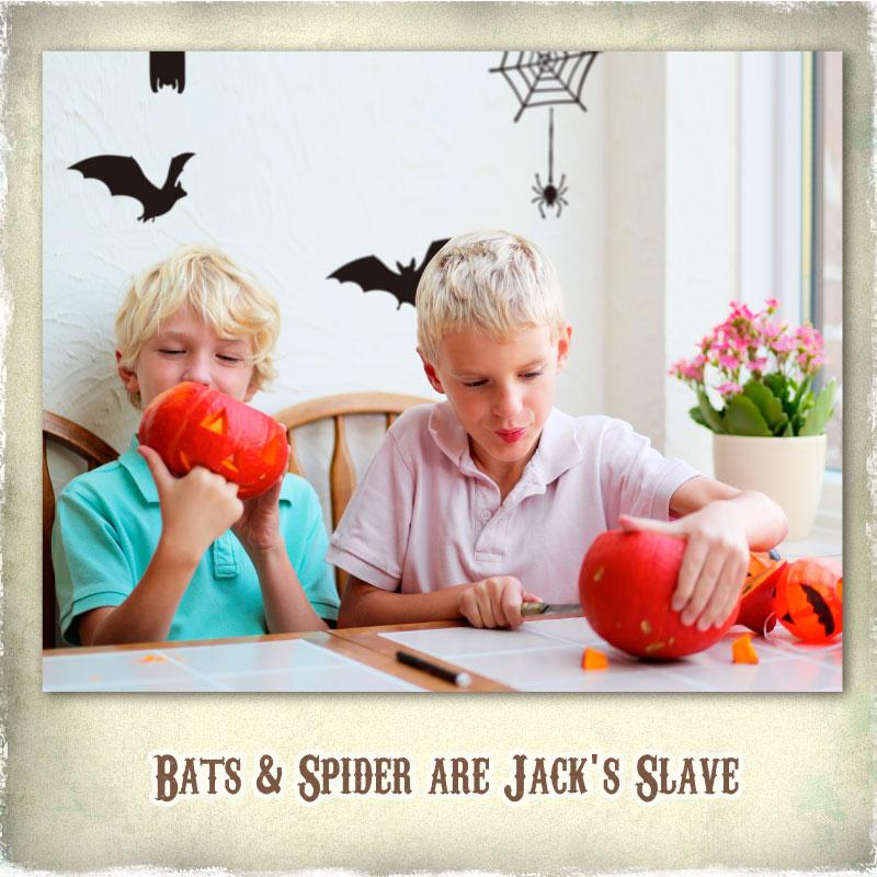 ウォールステッカー ハロウィン 飾り付け 室内装飾 壁紙 シール 壁面 玄関 かぼちゃ コウモリとクモの巣 | マジックスクウェア | 03