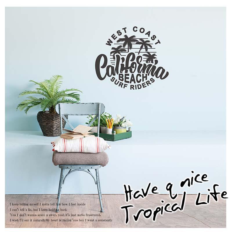 ウォールステッカー サーフ ヤシの木 黒 大きい 特大 転写式 ハワイ 身長計 トイレ 海 時計 マスキングテープ 西海岸インテリア 縁無し ふち無し 受注生産 |  | 15