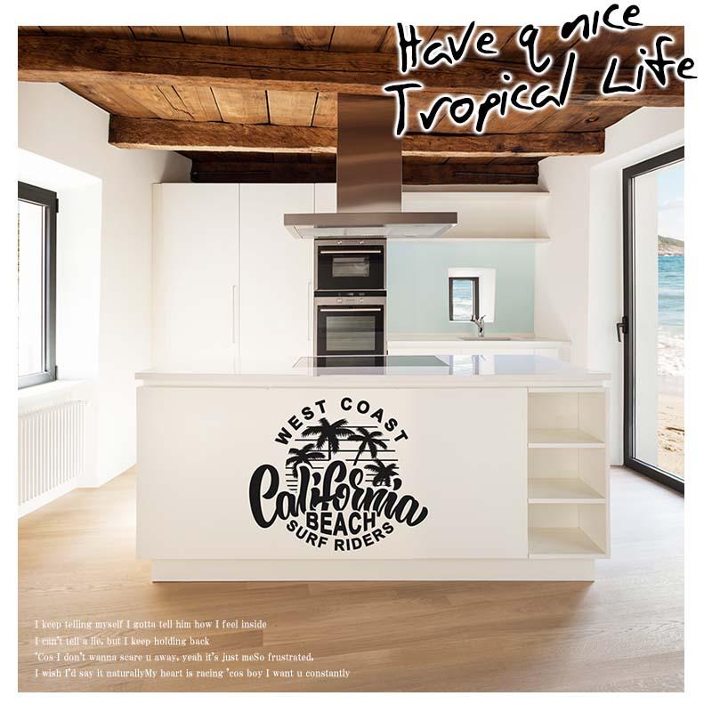 ウォールステッカー サーフ ヤシの木 黒 大きい 特大 転写式 ハワイ 身長計 トイレ 海 時計 マスキングテープ 西海岸インテリア カリフォルニア 受注生産 |  | 10