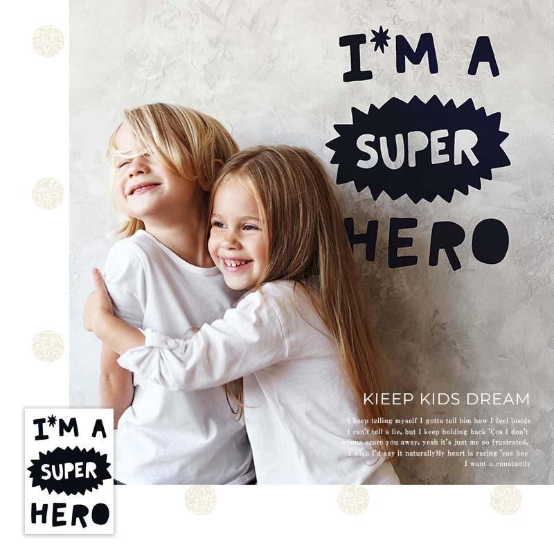 ウォールステッカー 受注生産 モノトーン 白黒 北欧 キッズルーム バッドマン 子供部屋  I'm HERO  転写式 壁シール |  | 14