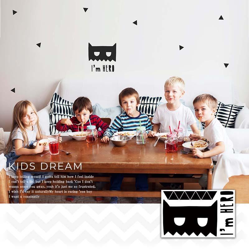 ウォールステッカー 受注生産 モノトーン 白黒 北欧 キッズルーム バッドマン 子供部屋  I'm HERO  転写式 壁シール |  | 02