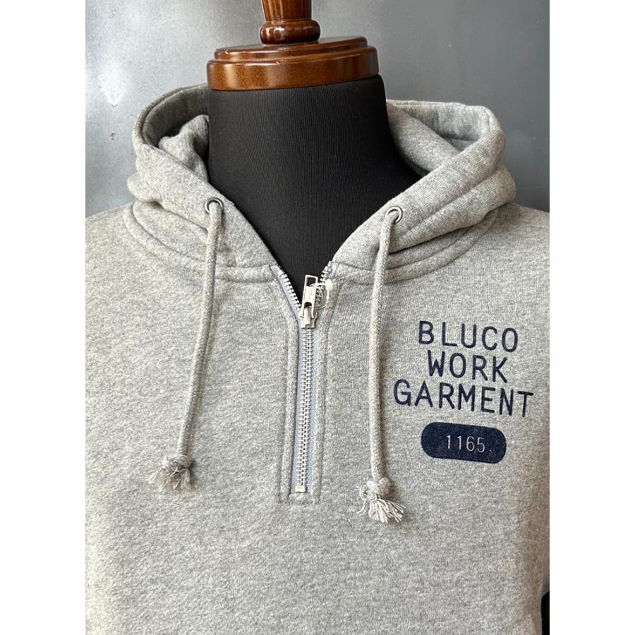 ブルコ BLUCO HEAVY PILE SWEAT HALF ZIP HOODIE -1165- 145-13-015 GRAY パーカー ...