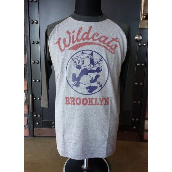 トイズマッコイ TOYS McCOY TMC1944 CROPPED RAGLAN TEE FELIX THE CAT "WILDCATS" アッシュ×ブラック | TOYS McCOY