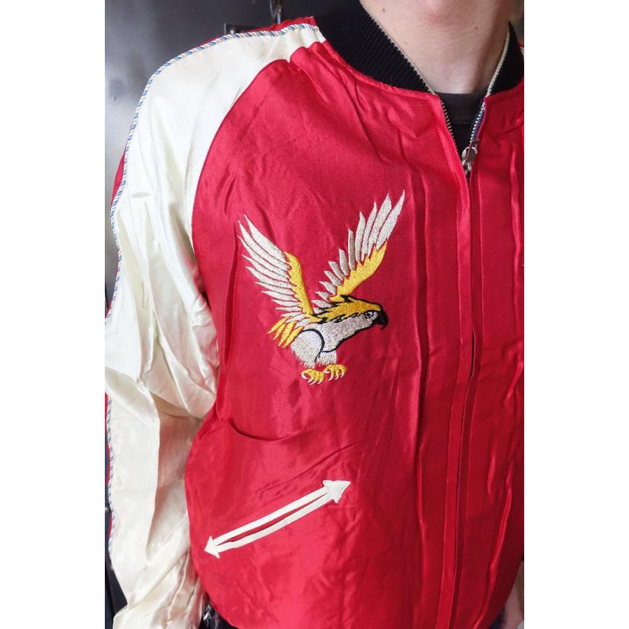 TAILOR東洋 スカジャン  TT15390-165 / Early 1950s Style Acetate Souvenir Jacket ROARING TIGER × EAGLE スカジャン RED｜magic-u-co｜03