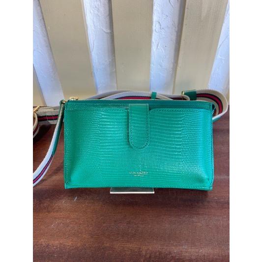 VIOLA d'ORO/ヴィオラドーロ　ADRIA/アドリア　V-1477 リザード型押しレザー横型スマートフォンポシェット　green | VIOLAd'ORO