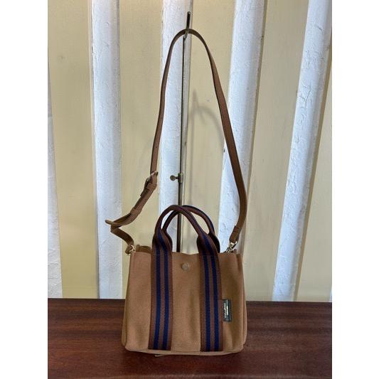 VIOLA d'ORO/ヴィオラドーロ　GINOジーノ　エコスエードトートバッグ　アイビーテープ　V-2190 CAMEL(ブラウン×ネイビー） | VIOLAd'ORO | 07