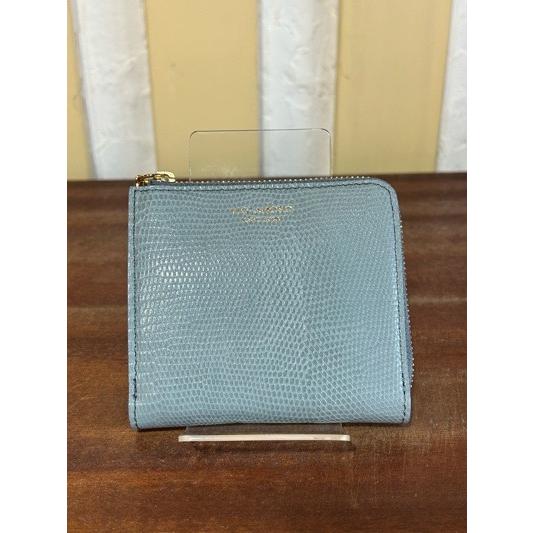 VIOLA d'ORO/ヴィオラドーロ　リザード型押しレザー　二つ折りL字型財布　V-5056 ブルーグレー×アイスグレー | VIOLAd'ORO