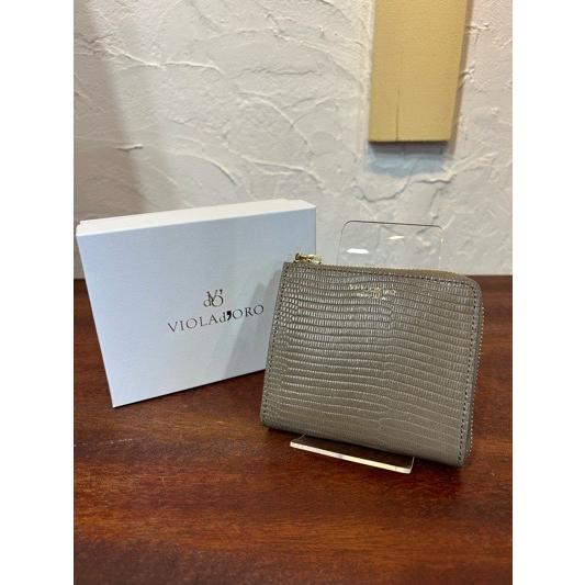 VIOLA’dORO/ヴィオラドーロ　PORTA / V-5056 リザード型押しレザー 二つ折りL字型財布　グレージュ | VIOLAd'ORO