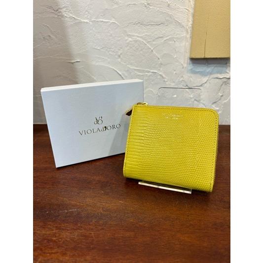 VIOLA’dORO/ヴィオラドーロ　PORTA / V-5056 リザード型押しレザー 二つ折りL字型財布　レモン | VIOLAd'ORO