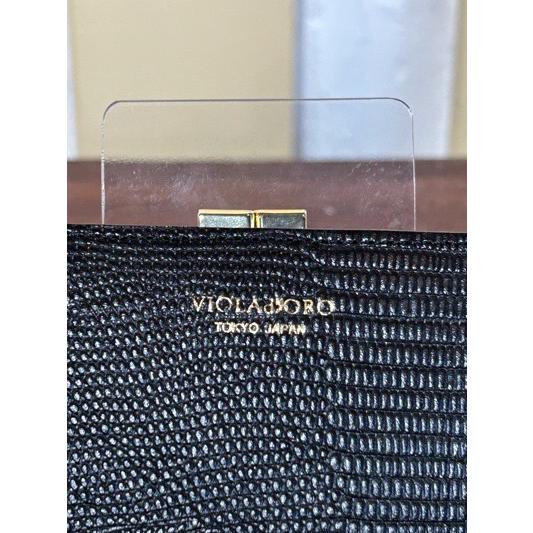 VIOLA d'ORO/ヴィオラドーロ　リザード型押しレザー　2つ折り口金ウォレット　V-5071 ブラック×レッド | VIOLAd'ORO | 03