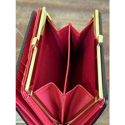 VIOLA d'ORO/ヴィオラドーロ　リザード型押しレザー　2つ折り口金ウォレット　V-5071 ブラック×レッド | VIOLAd'ORO | 05