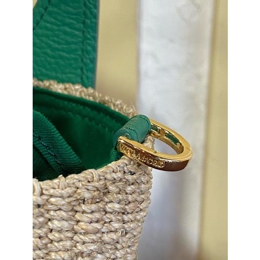 VIOLA d'ORO/ヴィオラドーロ　MIRO V-8488 アバカ製　レザーハンドル２WAYバスケットバッグ　ナチュラル×グリーン | VIOLAd'ORO | 05