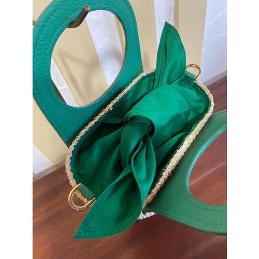 VIOLA d'ORO/ヴィオラドーロ　MIRO V-8488 アバカ製　レザーハンドル２WAYバスケットバッグ　ナチュラル×グリーン | VIOLAd'ORO | 07