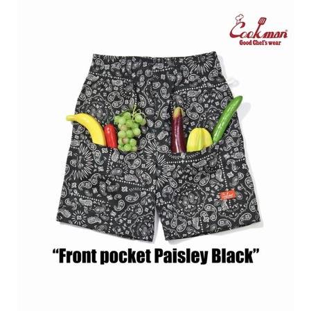 クックマン/COOKMAN ショートパンツ 231-41978 シェフパンツ Chef Pants Short Front pocket Paisley Black | COOKMAN