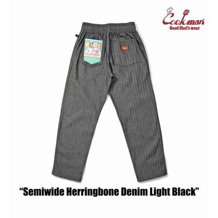 クックマン/COOKMAN パンツ 231-43845 Chef Pants Semiwide Herringbone Denim Light Black | COOKMAN