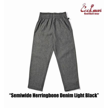 クックマン/COOKMAN パンツ 231-43845 Chef Pants Semiwide Herringbone Denim Light Black | COOKMAN | 01