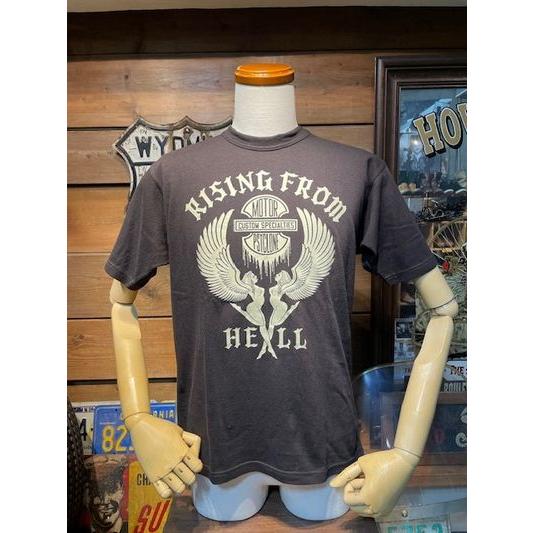 フリーホイーラーズ/FREEWHEELERS Tシャツ #2525011 ~POWER WEAR~ MOTOR PSYCLONE GARAGE SERIES “RISING FROM HELL”[SHADY BLACK] | フリーホイーラーズ