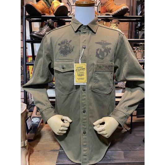 フリーホイーラーズ/FREEWHEELERS ワークシャツ #2533002 1944 U.S.M.C SQ932 “TEUFELHUND” Gemsa [KHAKI OLIVE] | フリーホイーラーズ | 01