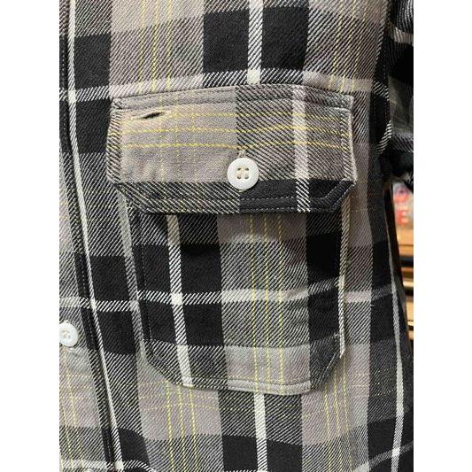 フリーホイーラーズ/FREEWHEELERS シャツ #2533010 Eddy WORK SHIRT[NICKEL GRAY×DARK JET BLACK×CREAM×EGG YELLOW] | フリーホイーラーズ | 02