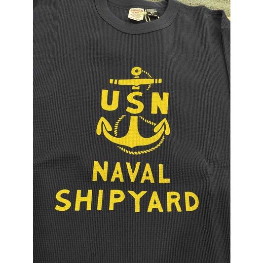 フリーホイーラーズ/FREEWHEELERS サーマル #2535007 U.S.N. NAVAL SHIP YARD CREW NECKED THERMAL LONG SLEEVE SHIRT [DRY NAVY ] | フリーホイーラーズ | 02