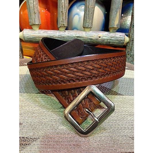 レインボーカントリー/RAINBOW COUNTRY ベルト LEATHER CARVING SINGLE PIN BELT RCL-60011 BR | 