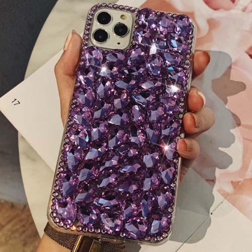 iPhone パープル キラキラ ストーン ビジュー 紫 キレイ iphone