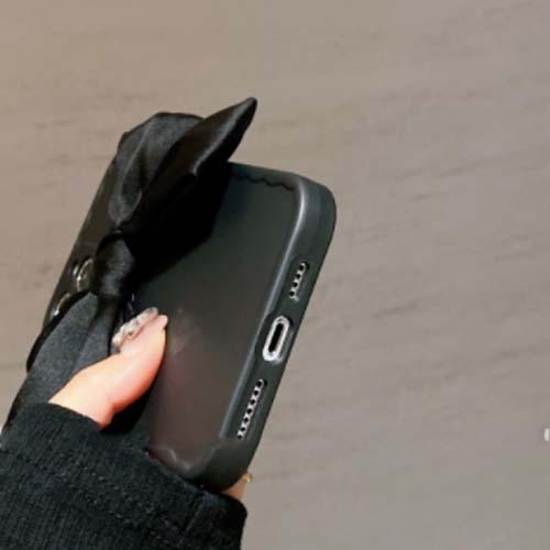 iPhone ブラックリボンかわいいアイフォンスマホケース 黒7 8