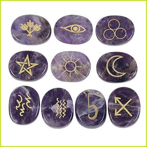 55 以上節約 Amogeeli アメジスト 魔女ルーンストーン 10個セット ジプシーシンボル 占いのためのクリスタル刻印 並 アウトレット送料無料 Traderhunterextremo Online