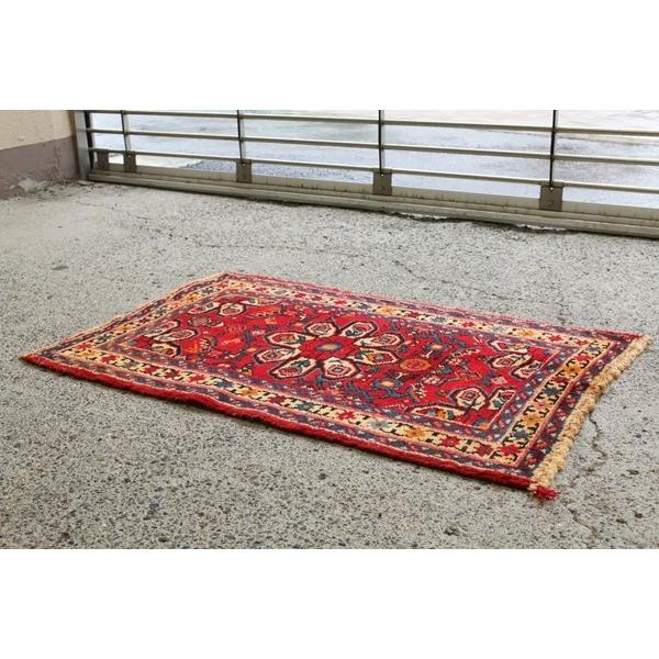 ペルシャ絨毯 イラン ハマダン産 オールド 90×57cm 手織り じゅうたん 