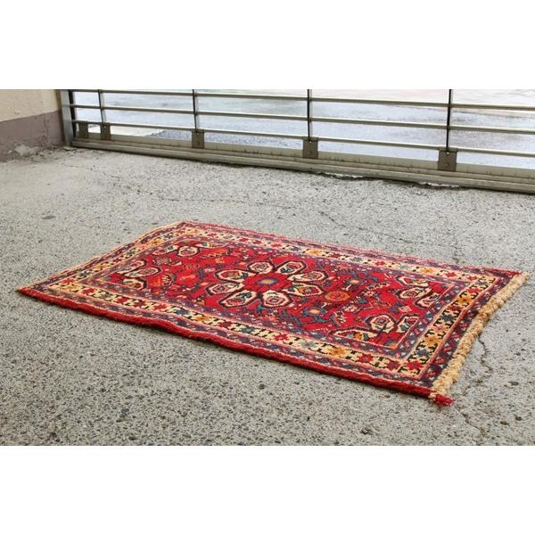 ペルシャ絨毯 イラン ハマダン産 オールド 90×57cm 手織り ペルシャ絨毯 イラン ハマダン産 オールド 90×57cm 手織り