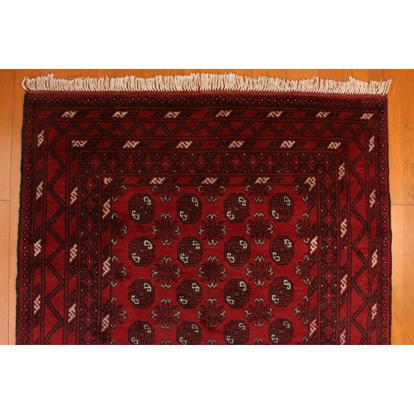 赤いカーペット 手織り絨毯 241×158cm アフガニスタン産 トルクメン族