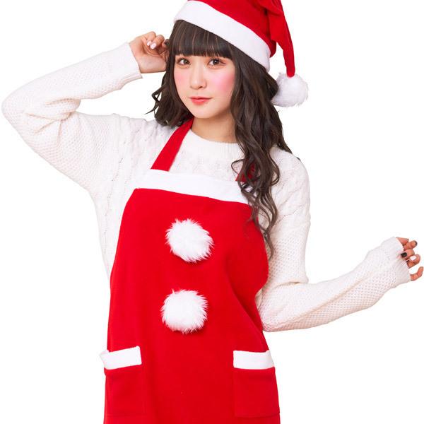 サンタエプロンセット クリスマス サンタクロース エプロン 赤色 サンタエプロンセット クリスマス サンタクロース エプロン 赤色