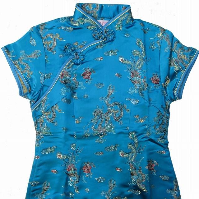 チャイナドレスミニ 龍鳳（りゅうほう） 水色 奉仕品 |  | 02