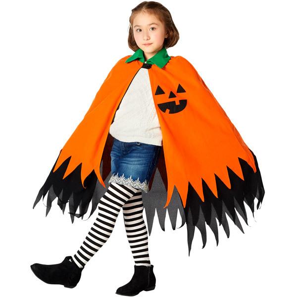 ハロウィンパンプキンマント キッズ ボタン 子供用 かぼちゃ オレンジ マント ケープ |  | 05