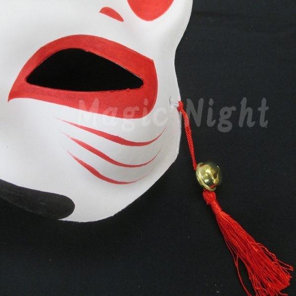 花鳥風月 きつね面 白/黒鼻 半面 お面 狐 ホワイト ハーフマスク |  | 04