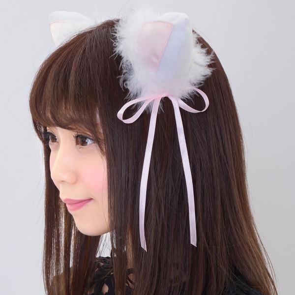 キャットキャットピン ホワイト ヘアピン キャット 付け耳 猫耳ピン 白