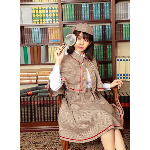 探偵学園チェックドレス+パンツ+ケープ main image 0